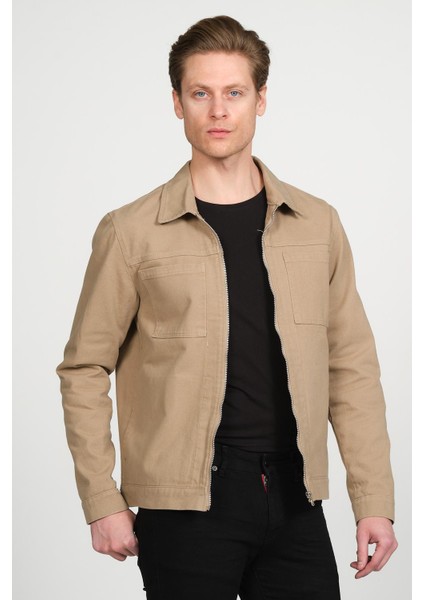 Fermuarlı Erkek Gabardin Gömlek