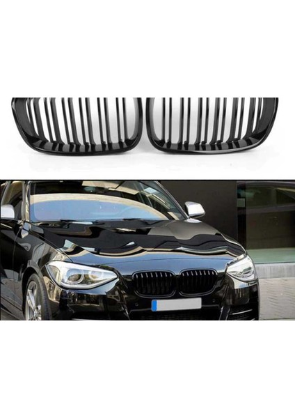 Bmw 1 Serısı F20 2011-2015 M Bobrek Cıft Cızgı Panjur Pıano Black