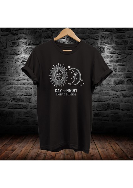 Ay ve Güneş Baskılı %100 Pamuk Oversize T-Shirt Büyük Beden Tişört