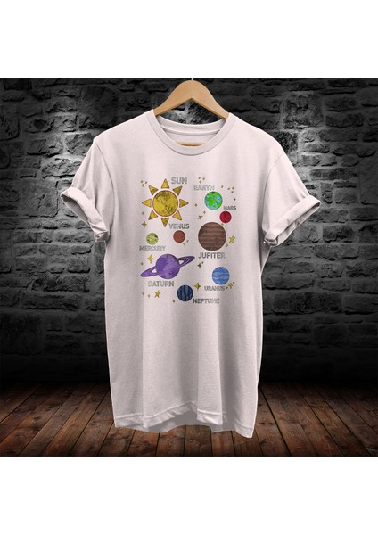 Galaksi Baskılı %100 Pamuk Oversize T-Shirt Büyük Beden Tişört