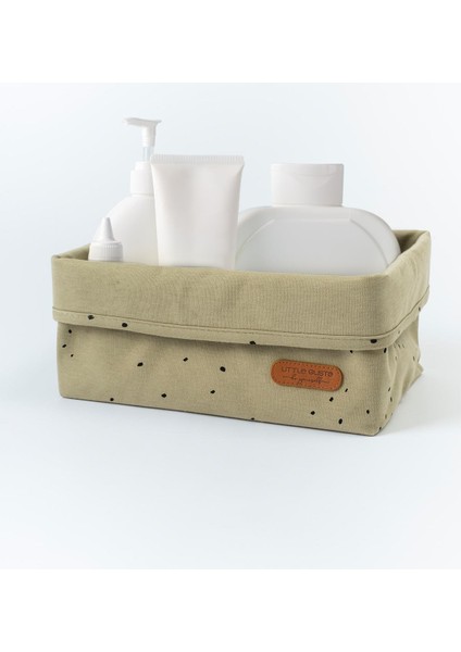 Organizer Sepet Bebek Cosmos Haki Pamuk 25X16 cm