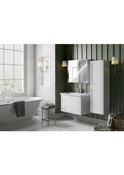 Simar Banyo Dolabı Takımı Beyaz 85 cm