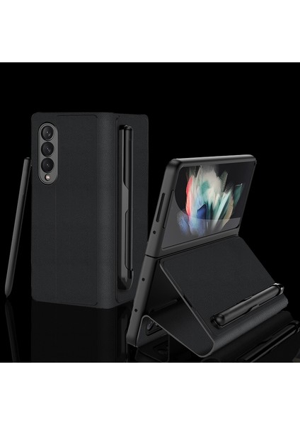 Azns Samsung Galaxy Z Fold3 5g Uyumlu Pu + Tpu Yatay Deri Telefon Kılıfı - Siyah (Yurt Dışından)