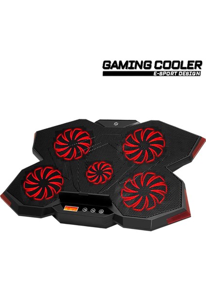 Gp5 E-Sport Desing 5 Fanlı Ledli LCD Kontrol Panelli Pro Standlı 15-17" Uyumlu Notebook Soğutucu