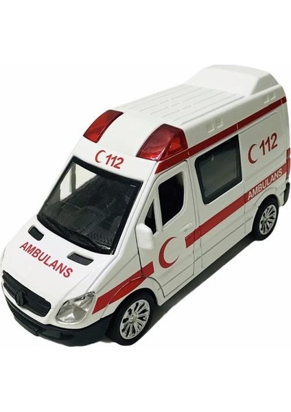 Sesli Işıklı Çek Bırak Metal Ambulans - 588B-AMBULANS