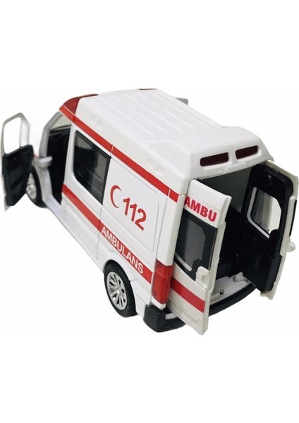 Sesli Işıklı Çek Bırak Metal Ambulans - 588B-AMBULANS