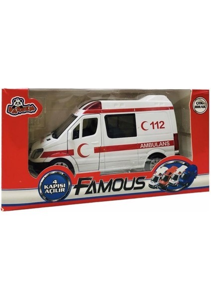 Sesli Işıklı Çek Bırak Metal Ambulans - 588B-AMBULANS