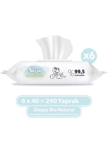 Bio Natural Yenidoğan Islak Bebek Bakım Havlusu 6X40 (240 Yaprak)