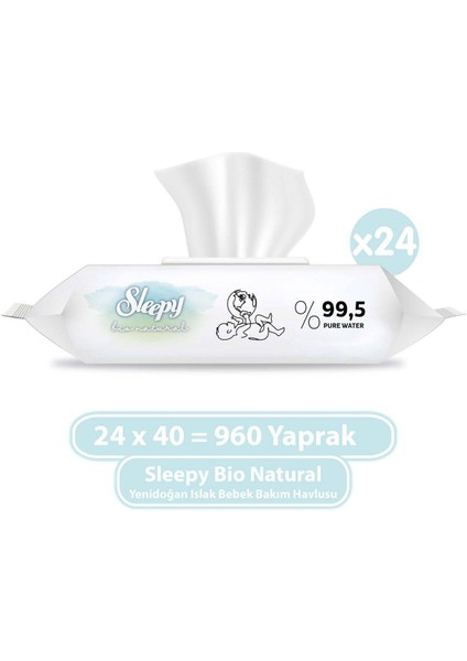 Bio Natural Yenidoğan Islak Bebek Bakım Havlusu 24X40 (960 Yaprak)