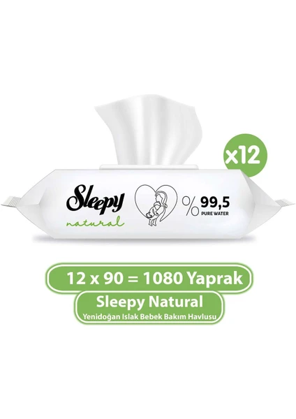 Natural Yenidoğan Islak Bebek Bakım Havlusu 12X90 (1080 Yaprak)