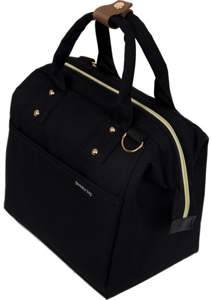 Termal Yemek Çantası Siyah Sarı Fermuarlı