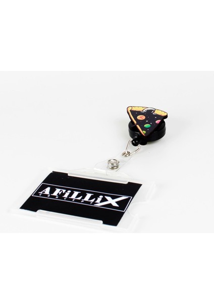 Astronot Pizza Tasarım Ahşap Yoyo Yaka Kartı Aksesuarı Şeffaf Kart Koruyucu modelleri