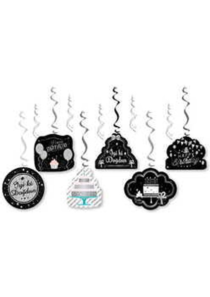 Iyi Ki Doğdun Gümüş Tavan Süsü 70 cm 6 Adet