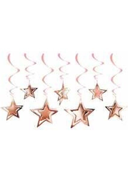 Rose Gold Yıldızlar Tavan Süsü 10 Adet / 3D