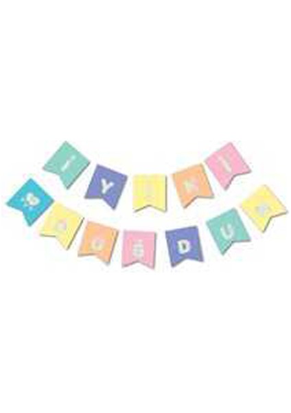 Macaron Renkler Hologram Iyi Ki Doğdun Afiş