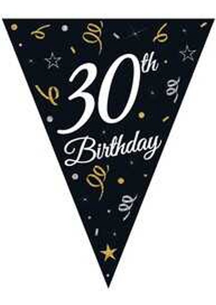 Pırıltılı Happy Bırthday Teması 30 Yaş Bayrak Afiş