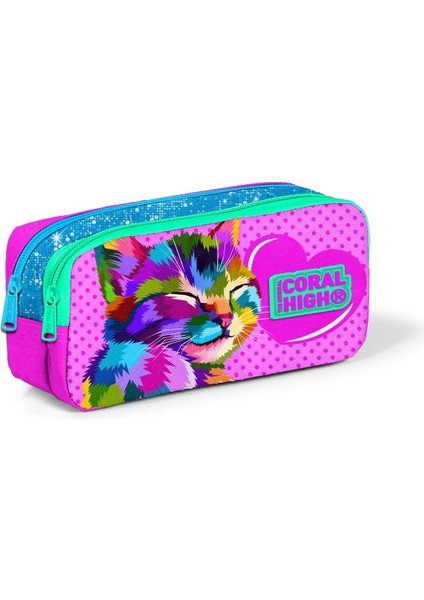 Kids Pembe Mavi Simli Iki Bölmeli Kalem Çantası 22185