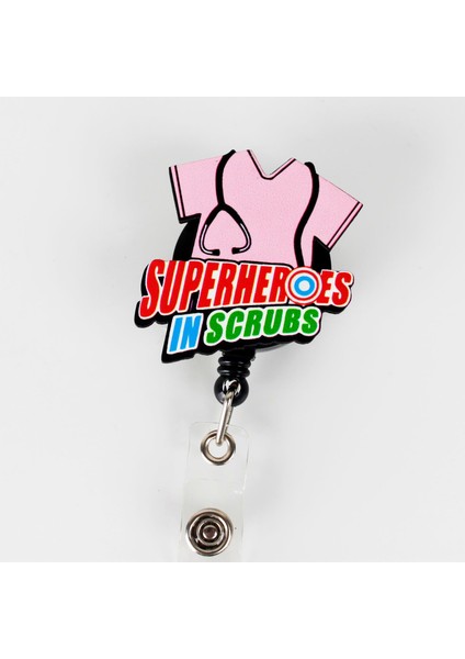 Pembe Süperheroes In Scrubs Tasarım Ahşap Yoyo Yaka Kartı Aksesuarı Şeffaf Kart Koruyucu Hediyeli fiyatları