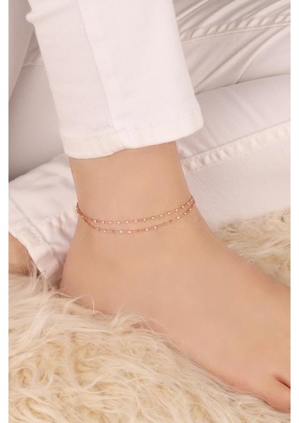 Taşsız Topçuklu Zincir Gümüş Halhal