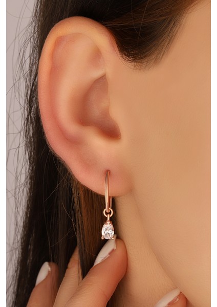 Renkli Damla Taşlı Gümüş Küpe