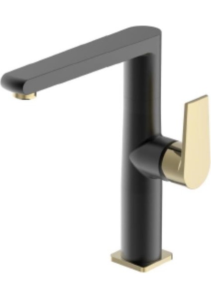 Pruva Yüksek Tip Lavabo & Eviye Bataryası Siyah-Altın Renk