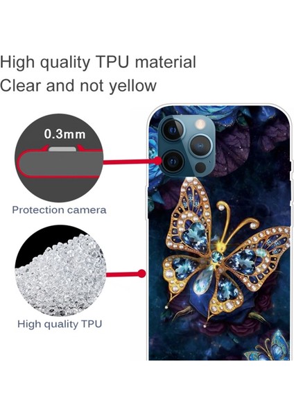 iPhone 13 Pro Max Için Sevimli 3D Desenli Yumuşak Tpu Telefon Kılıfı - Lacivert (Yurt Dışından)