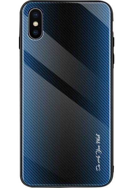 iPhone Xs Için Gradyan Desenli Temperli Cam + Yumuşak Tpu Telefon Kılıfı - Mavi/siyah (Yurt Dışından) fiyatları