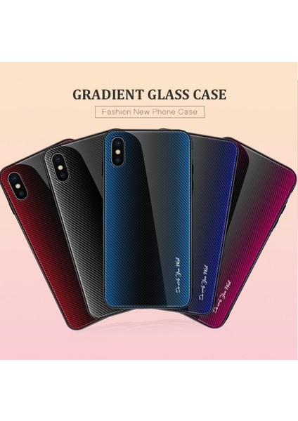 iPhone Xs Için Gradyan Desenli Temperli Cam + Yumuşak Tpu Telefon Kılıfı - Mavi/siyah (Yurt Dışından) fırsatları