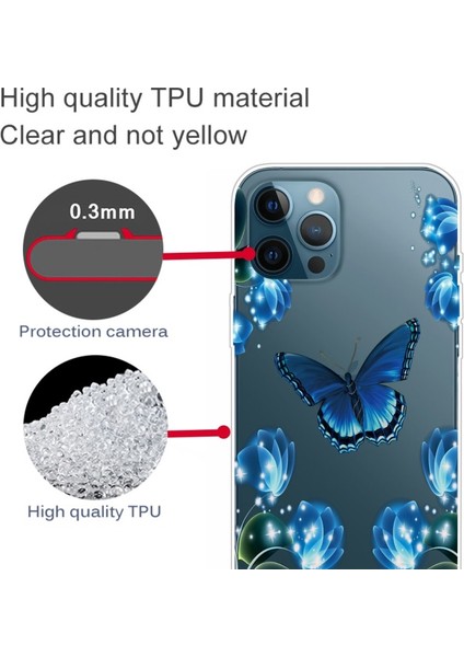 iPhone 13 Pro Max Için Sevimli 3D Desenli Yumuşak Tpu Telefon Kılıfı - Mavi (Yurt Dışından)