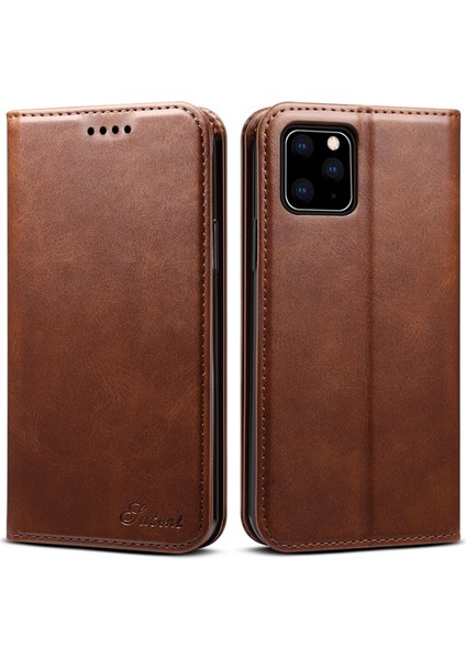 iPhone 11 Pro Için Tam Korumalı Manyetik Cüzdan Tasarımlı Standlı Deri Kılıf - Kahverengi (Yurt Dışından)
