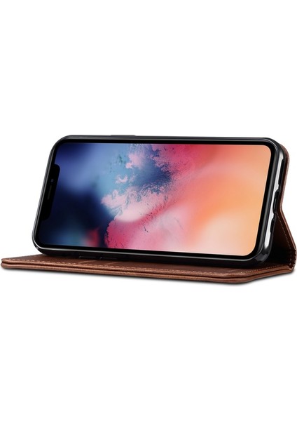 iPhone 11 Pro Için Tam Korumalı Manyetik Cüzdan Tasarımlı Standlı Deri Kılıf - Kahverengi (Yurt Dışından)