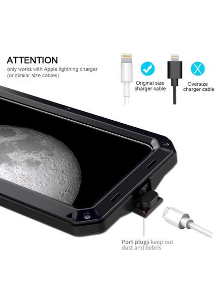 iPhone 11 Pro Için Metal + Silikon + Temperli Cam 360° Tam Korumalı Kılıf - Siyah (Yurt Dışından) indirimleri