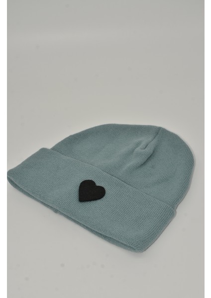 Sevgililer Günü Özel Kalp Figürlü Okyanus Mavisi Renkli Unisex Kadın/Erkek Bere