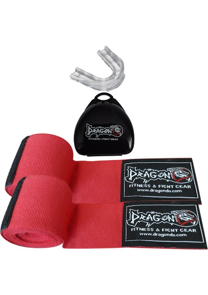Boks Bandajı Elastik Bandaj (Çift) ve Dragon Dişlik 2'li Set