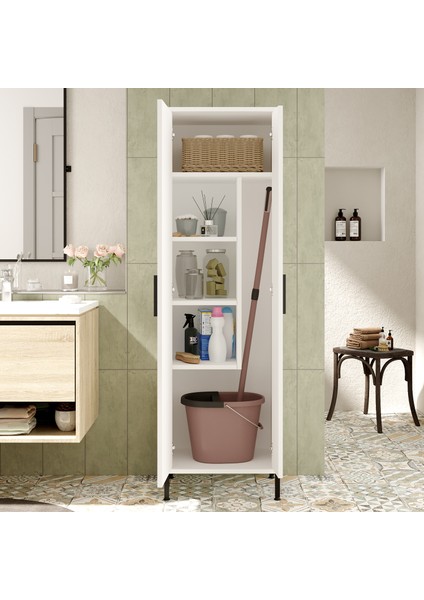 Robin Home Carmen Çok Amaçlı Dolap Vileda Banyo Dolabı Beyaz