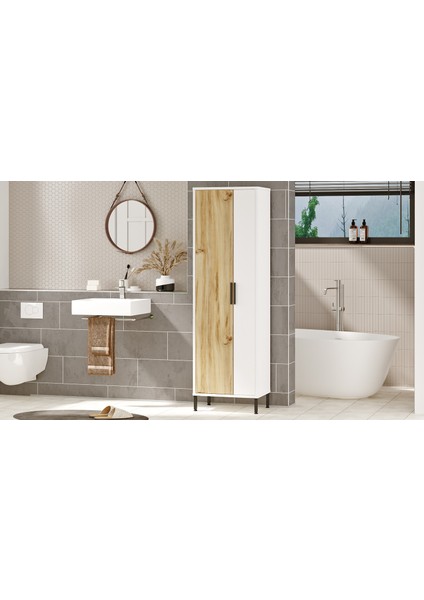 Robin Home Carmen Çok Amaçlı Dolap Vileda Banyo Dolabı Keçe-Beyaz