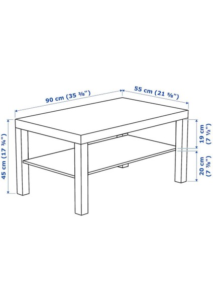 Lack Orta Sehpa Mobilya - Meşe Renk - 55X90 cm