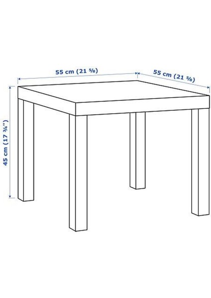 Lack Yan Sehpa Mobilya - Beyaz Renk - 55X55 cm