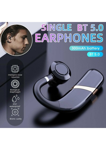 Tek Kulak Bluetooth Uyumlu 5.0 Mikrofonlu Kulaklık (Yurt Dışından)