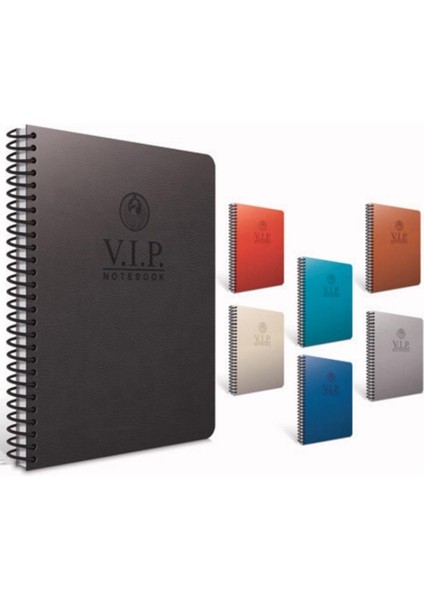 1080 Vip Spiralli Deri Kapak A4 140 Yaprak Çizgili Defter
