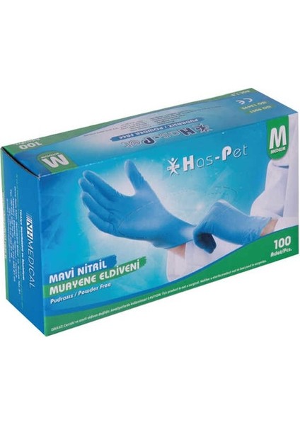 Has-Pet Mavi Nitril Eldiven 100'LÜ ( M )