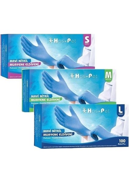 Has-Pet Mavi Nitril Eldiven 100'LÜ ( M ) modelleri