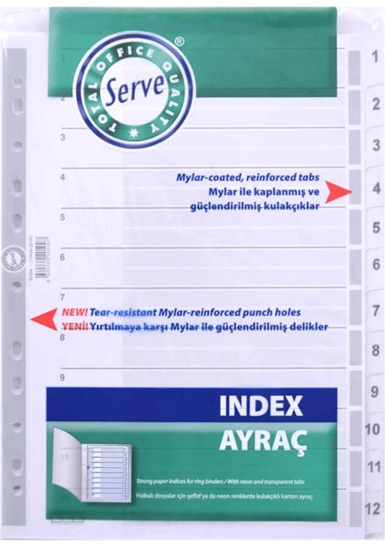 SV 5325 Ayraç 1-12 Rakam Şeffaf