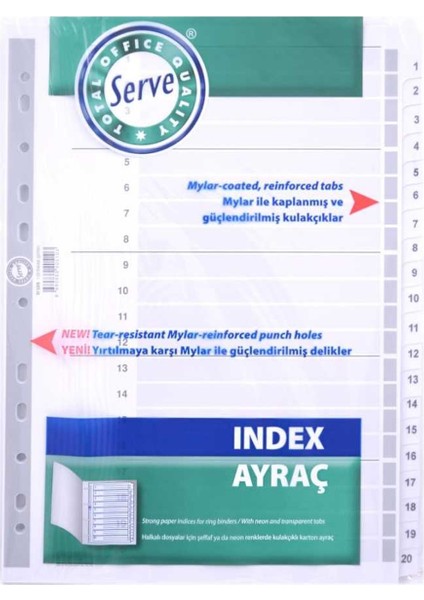 SV 5326 Ayraç 1-20 Rakam Şeffaf