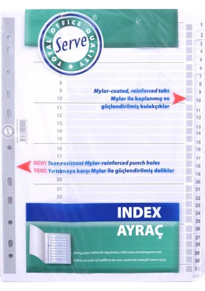 SV 5327 Ayraç 1-31 Rakam Şeffaf