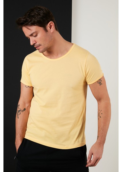 % 100 Pamuklu Bisiklet Yaka Basic T Shirt Erkek T Shirt 5412008