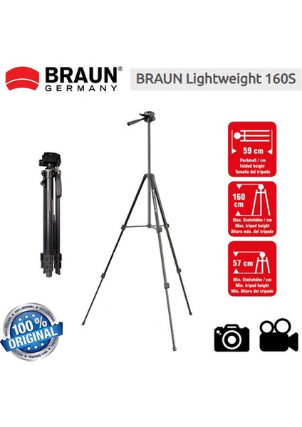 Lightweight 160 S Tripod ve Monopod Kit Siyah 175 cm