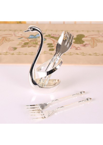 SunniMix Kuğu Baz Kaşık Çatal Tutucu Set Kahve Çay Kaşığı Kaşık Çatal Ev Silver B Için Set (Yurt Dışından) modelleri