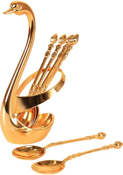 SunniMix Kuğu Baz Kaşık Çatal Tutucu Set Kahve Çay Kaşığı Kaşık Çatal Ev Altın Için Set (Yurt Dışından)