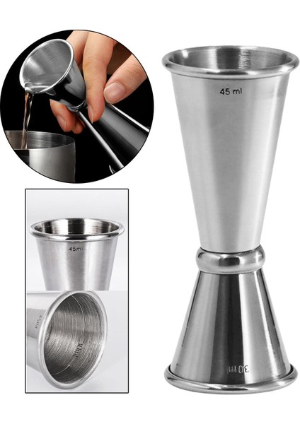 SunniMix Çift Başlı Kokteyl Cam Martini Parti Gümüş Için Profesyonel Ölçme Profesyonel 30 45 (Yurt Dışından) modelleri